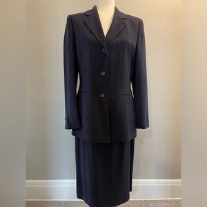 Two piece skirted Kasper Suit size 6- navy blue pinstripe.